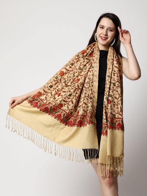 Women's Aari Embroidery Wool Stole